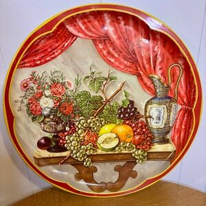 Vintage Metal Decorative Plate- Daher Decorated Ware- 1970s